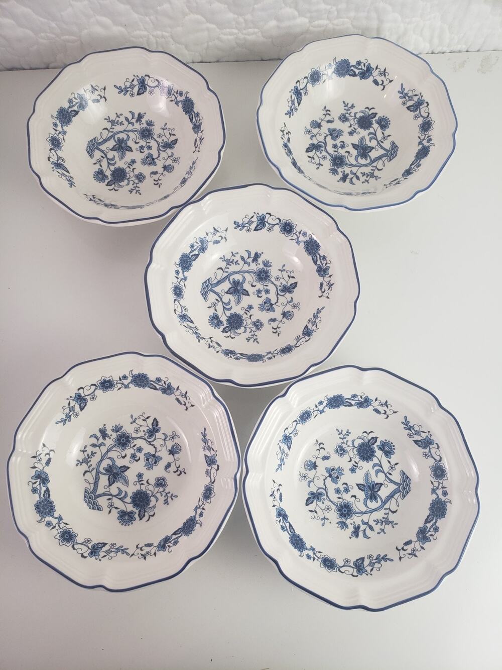 Vintage Hankook Korea Bowls Seine Blue Onion Cereal Dessert Fruit Bowls 5 Pcs